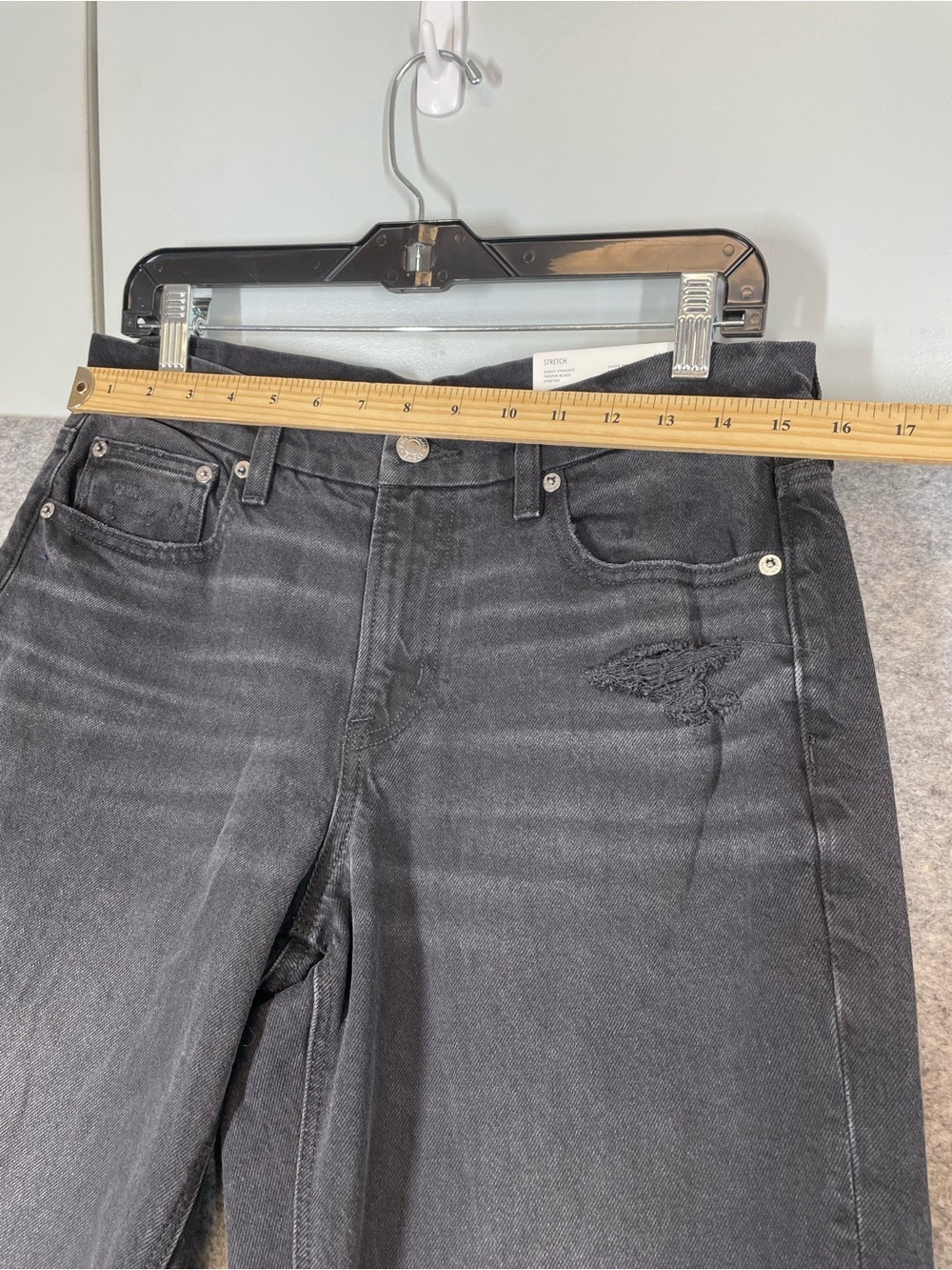 American Eagle Curvy Straight Stretch Black Bootcut Jeans Size 8 Long Y2K Casual - Picture 5 of 16